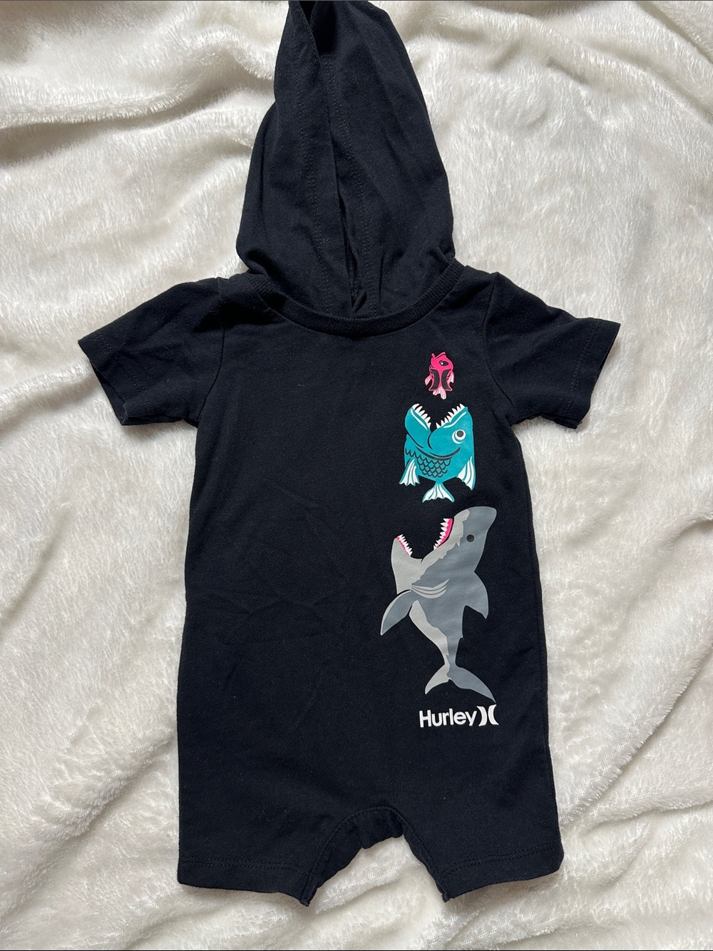 Hurley Brand Hooded Baby Romper Size 3-6m